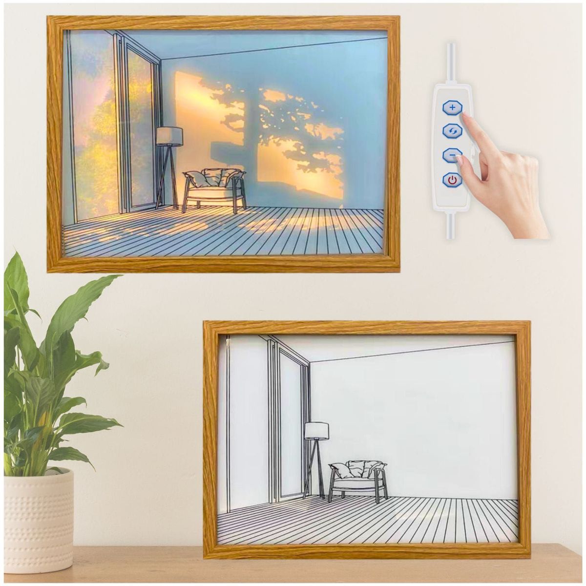 OEM - Cuadro Decorativo 3D Luminoso Estilo Nordico 3 Modos De Luz SALA