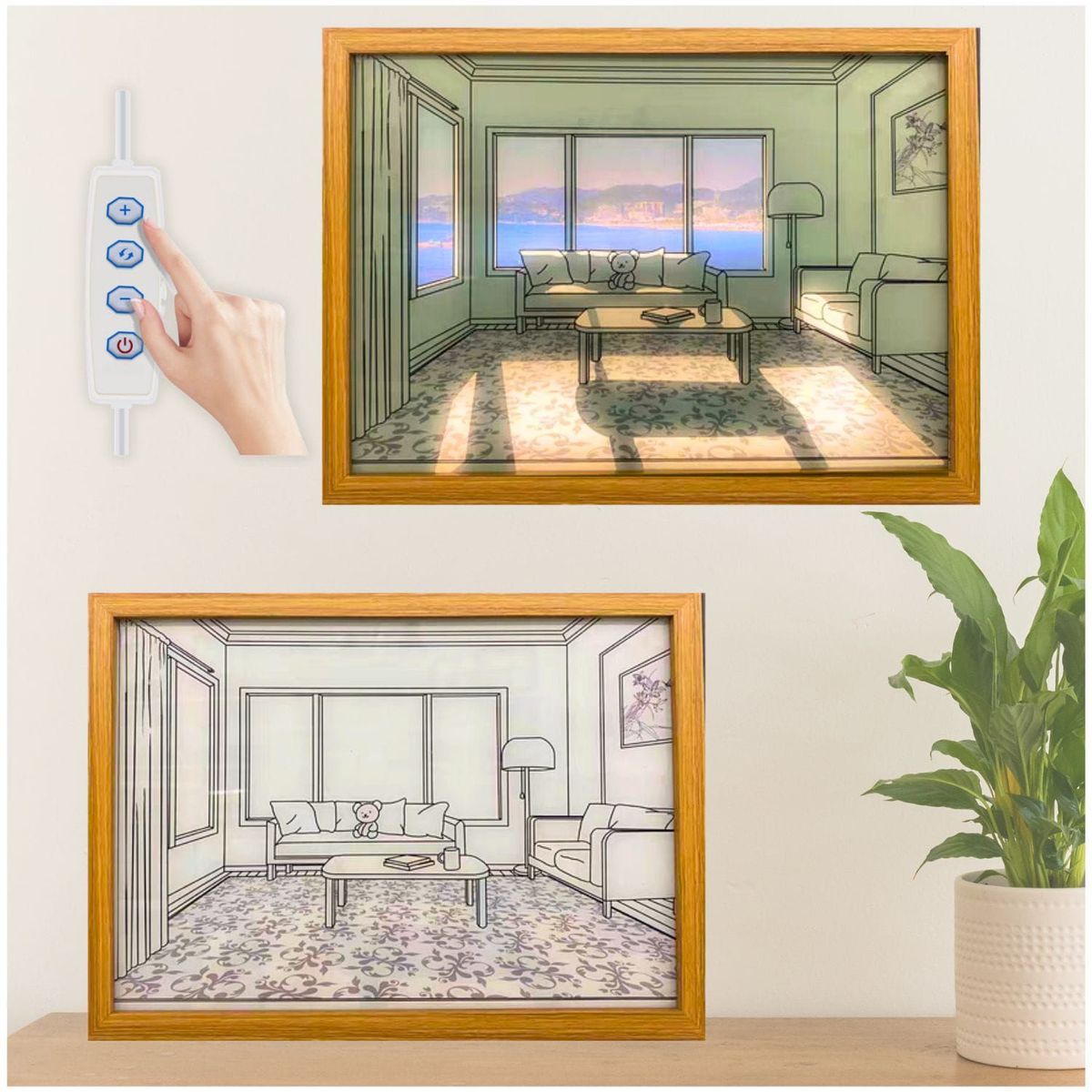 OEM - Cuadro Decorativo 3D Luminoso Estilo Nordico 3 Modos De Luz VERANO