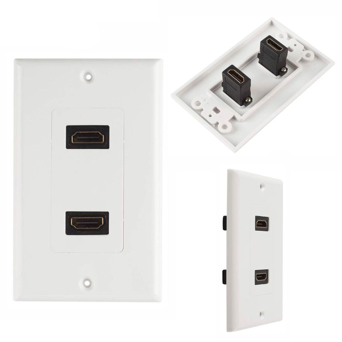 TRAUTECH - Placa ABS HDMI Faceplate Hdmi Hembra 2 Puestos 1080P TRAUTECH EMPALME