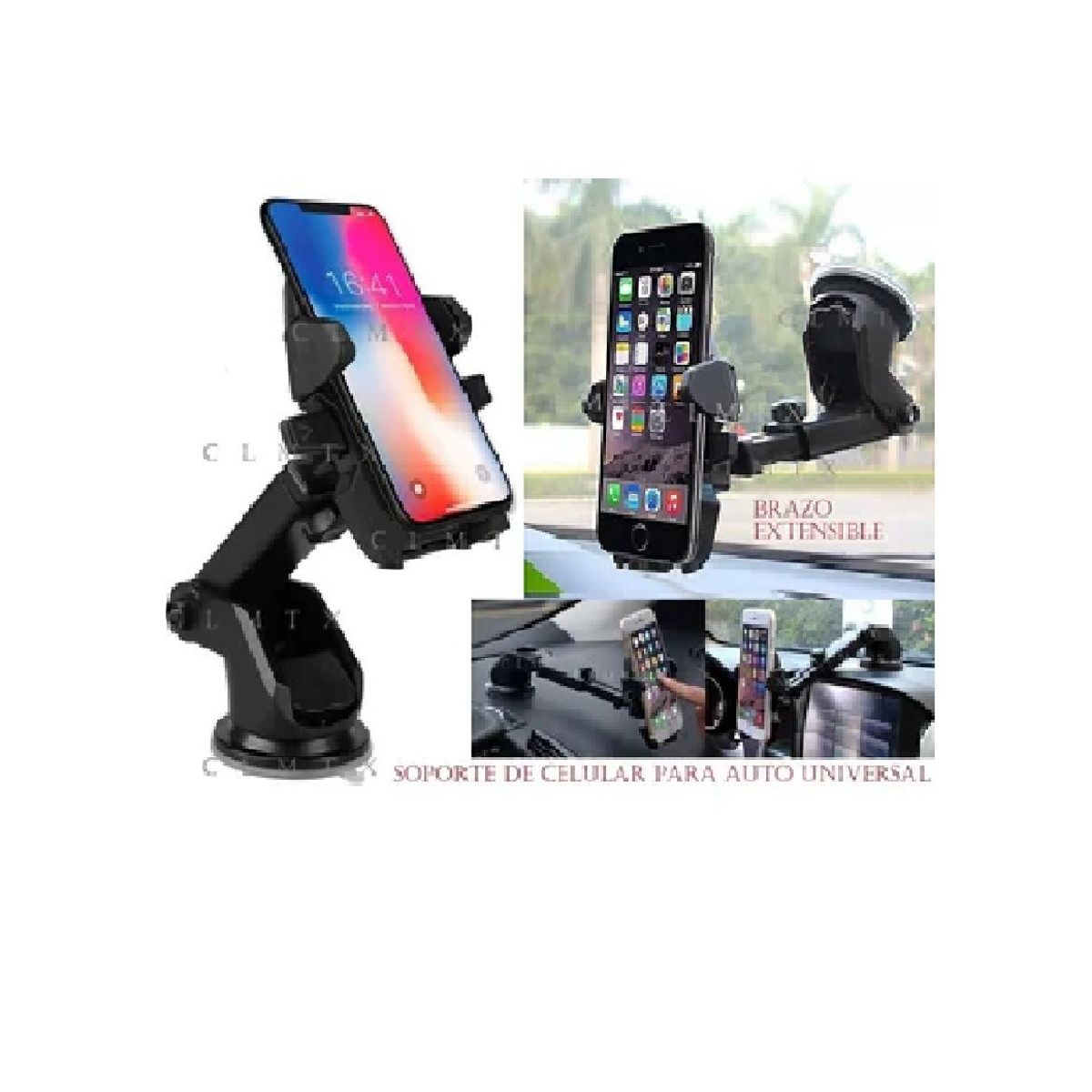 GENERICO - SOPORTE CELULAR AUTO BRAZO EXTENSIBLE 360° TABLERO PARABRISA