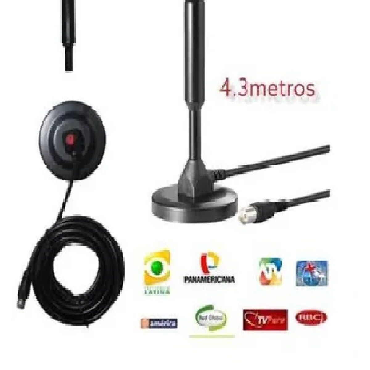 GENERICO - Antena HD de TV Digital 360º de Recepción Cable 4.3 Mts