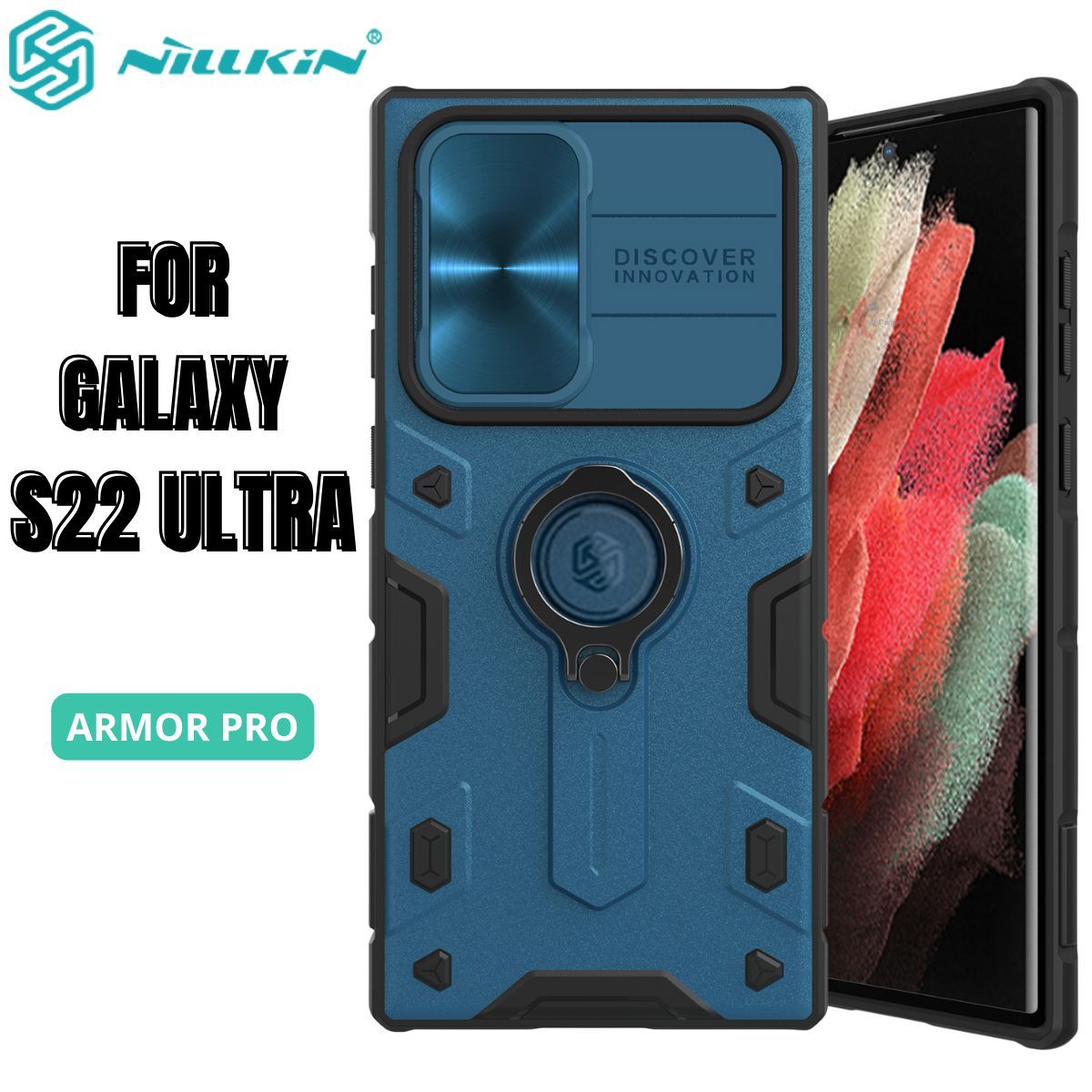 NILLKIN - Case Nillkin Armor Blue - Galaxy S22 Ultra