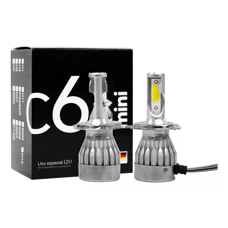 KOBO - Faro Led C6 Mini H4 Alta Baja Auto Moto Tecnologia Alemana