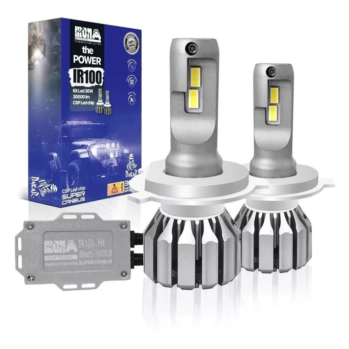 KOBO - Kit Focos Led Ir100 H4 Chip Led Csp Canbus Auto Rally Dakar