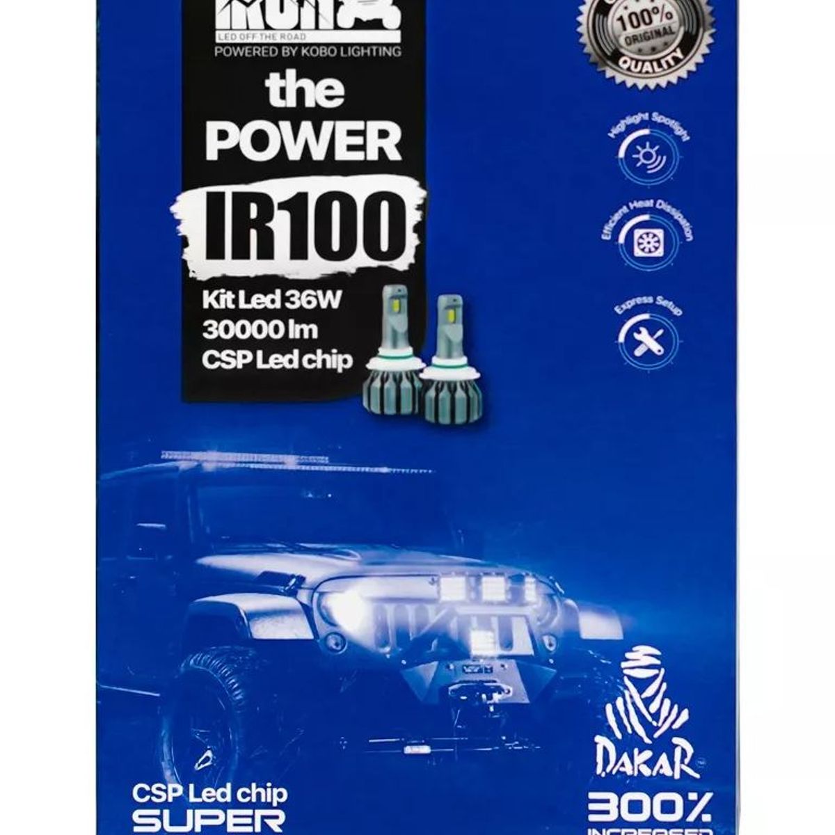 KOBO - Kit Focos Led Ir100 H4 Chip Led Csp Canbus Auto Rally Dakar