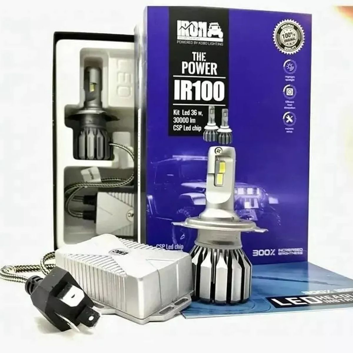 KOBO - Kit Focos Iron Led Ir100 Original H4 30000lm  Auto Camioneta