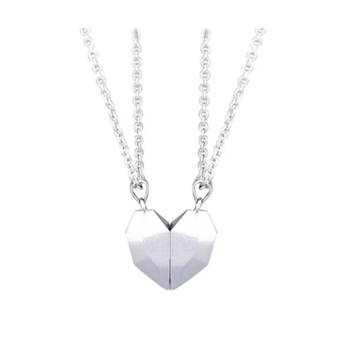 GENERICO - Collar Corazón Imantado para Pareja plateado