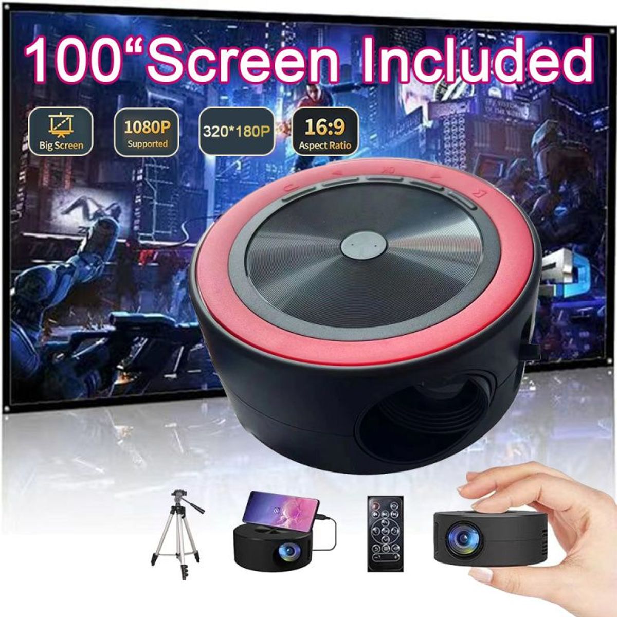 PUREPOWER - 2025 New proyector ultra portail LED HD 1080P Video-projector - 3204