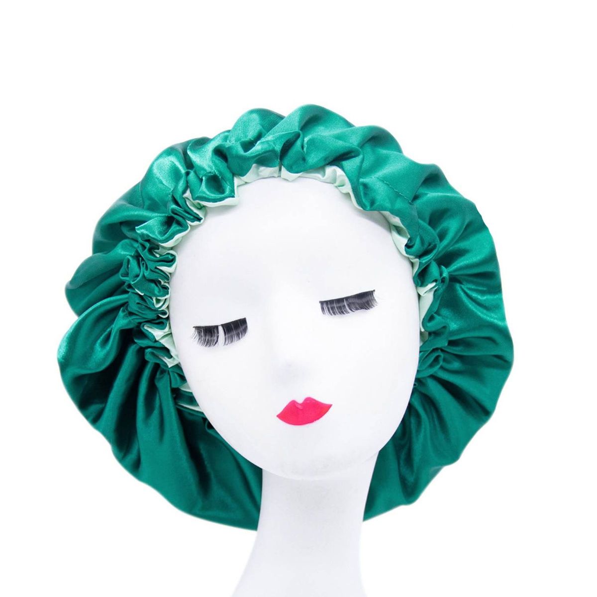 DENISASAA - Gorro Satin Para Dormir Cabello Liso Y Rizado Evita Enredos-Verde