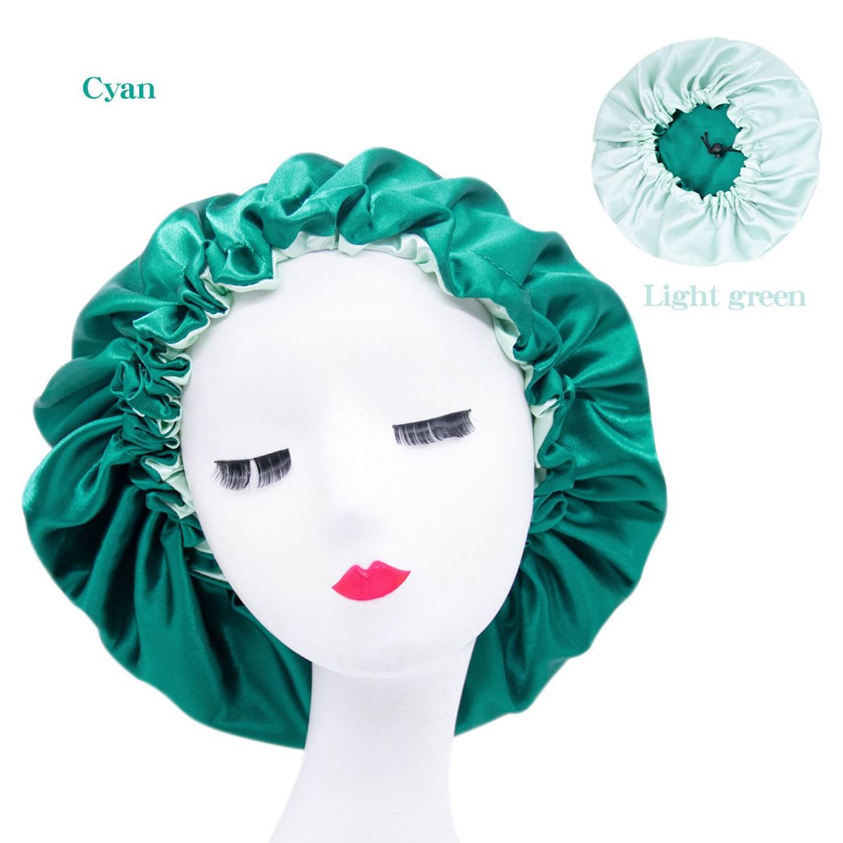 DENISASAA - Gorro Satin Para Dormir Cabello Liso Y Rizado Evita Enredos-Verde