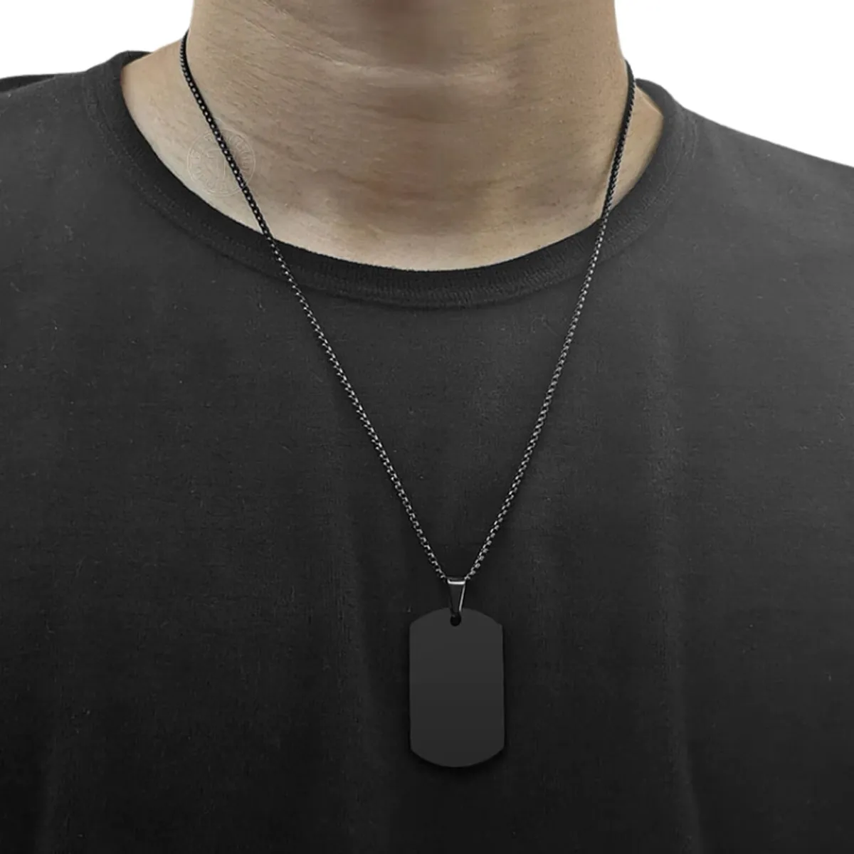 GENERICO - Collar Placa militar Hombre Titanio negro