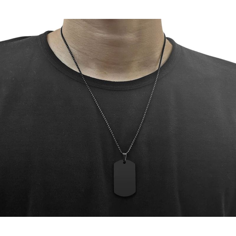 GENERICO - Collar Placa militar Hombre Titanio negro