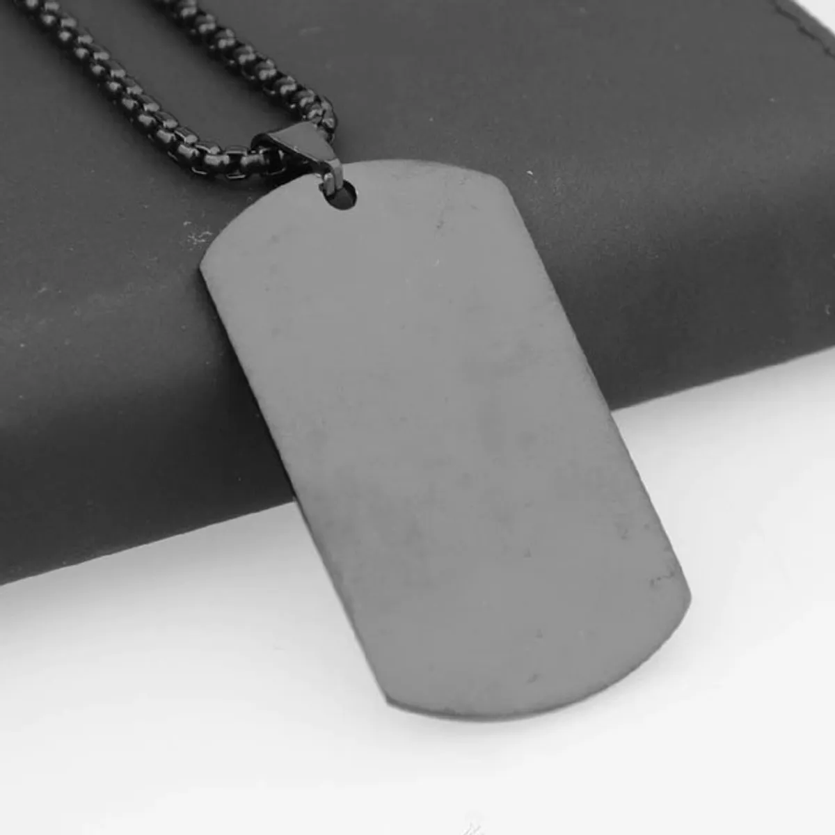 GENERICO - Collar Placa militar Hombre Titanio negro