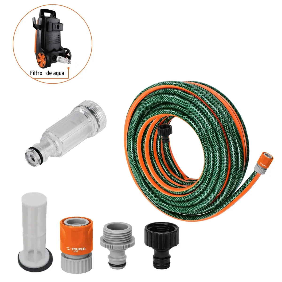 TRUPER - KIT FILTRO DE AGUA PARA HIDROLAVADORA MANGUERA REFORZADA 10MTRUPER