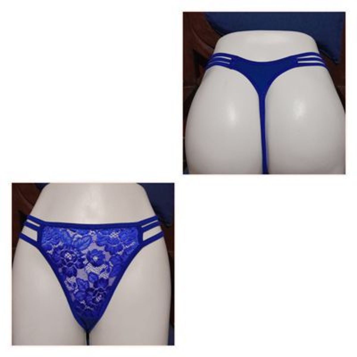 GENERICO - PANTY SEMI HILO SEXY DE ENCAJE Y ALGODON TALLA 3 LIGAS S-M