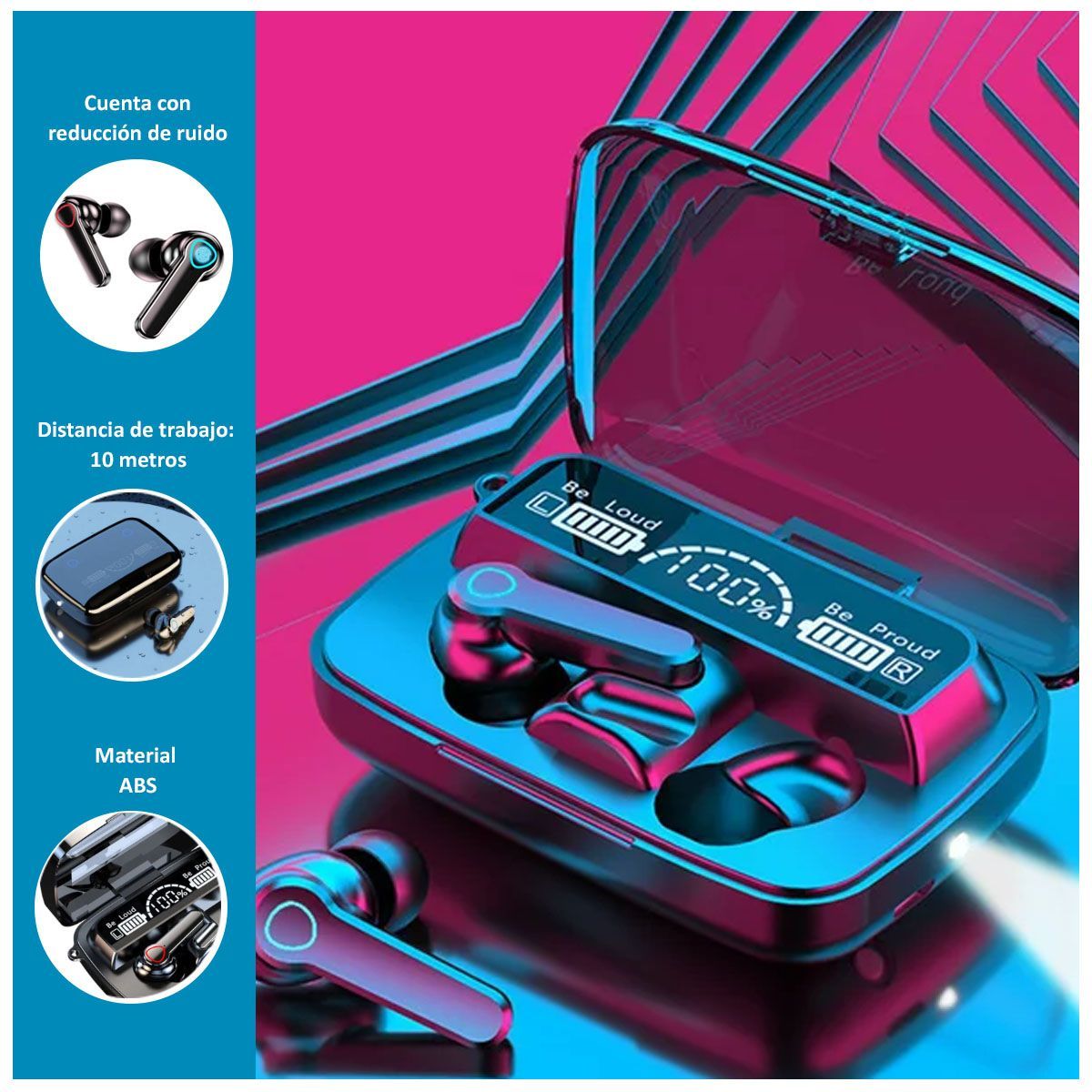 SASARU - Audífonos M19 Inalámbricos LED