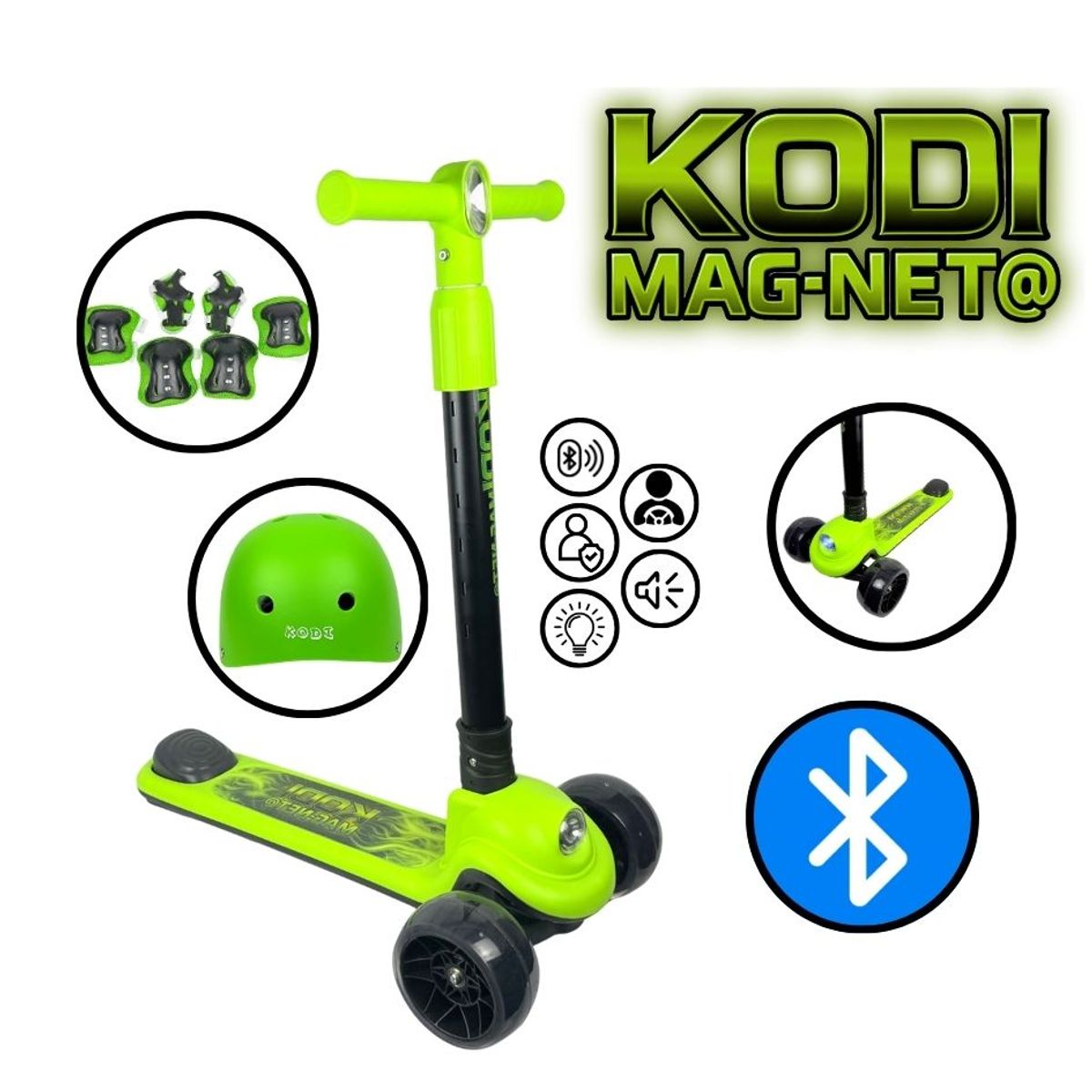 UNIVERSAL - SCOOTER PARA NIÑOS CON LUCES VERDE DE 12-18 AÑOS KODI URBAN