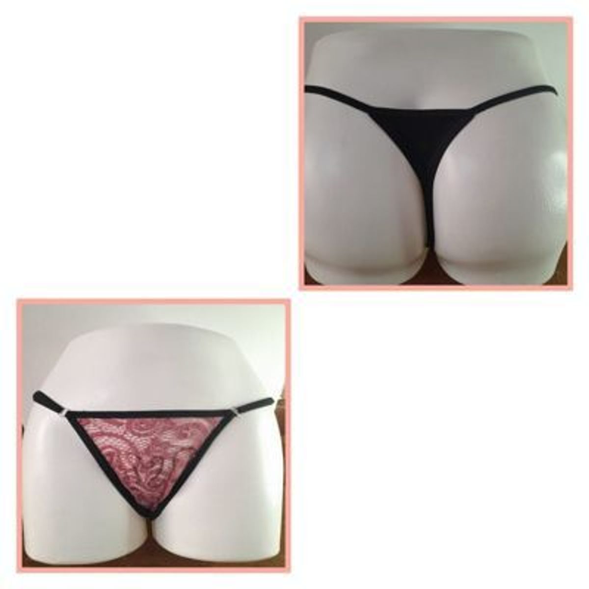 GENERICO - PANTY SEMI HILO SEXY DE ENCAJE Y ALGODON TALLA UNICA AJUSTABLE