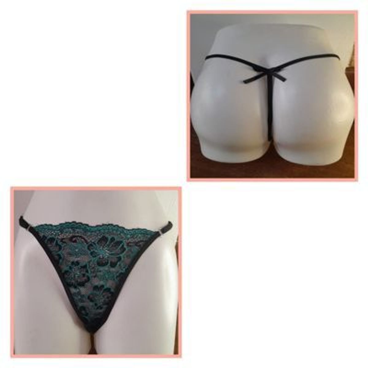 GENERICO - PANTY SEMI HILO SEXY DE ENCAJE Y ALGODON TALLA UNICA AJUSTABLE
