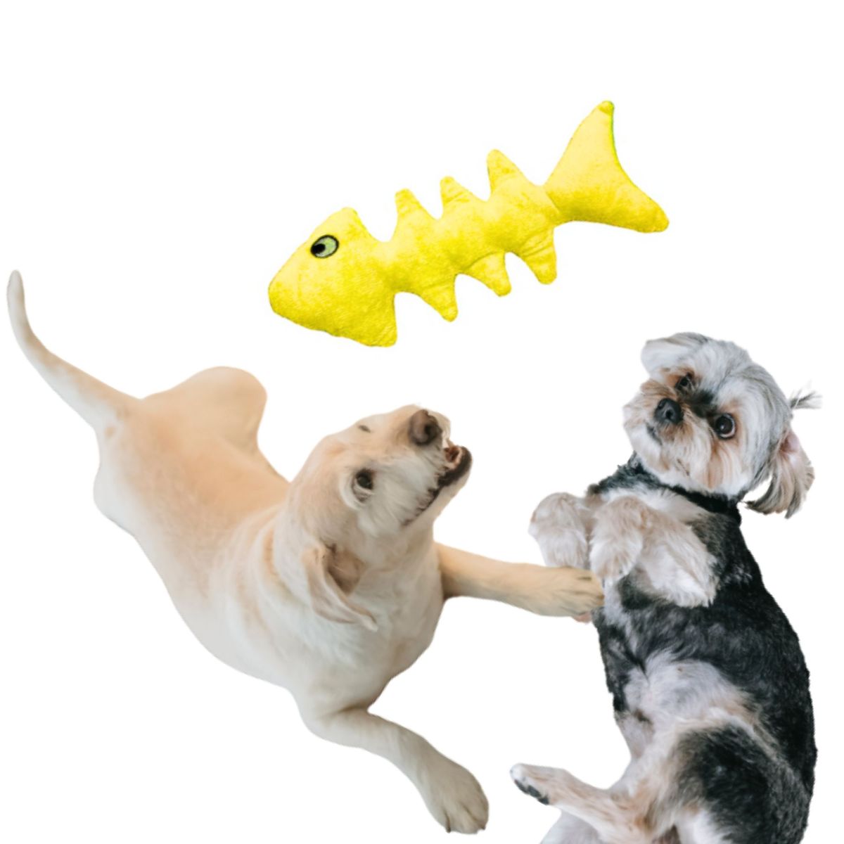 GENERICO - JUGUETE PARA MASCOTA - PEZ DE PELUCHE SONORO - AMARILLO