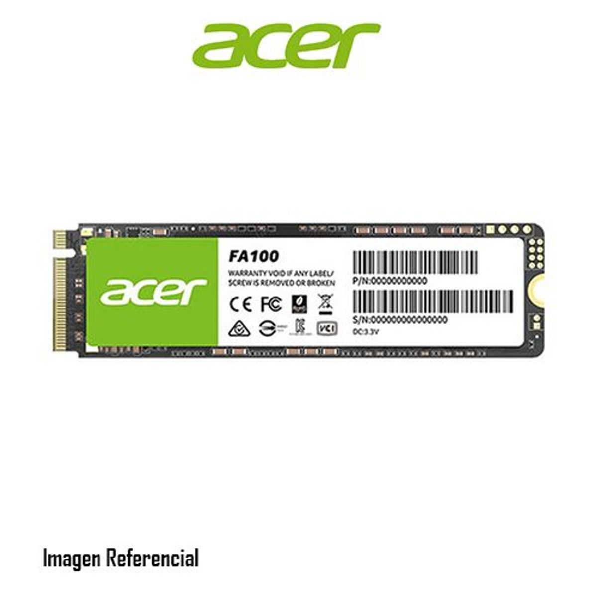 ACER - DISCO SOLIDO INTERNO ACER FA100 256 GB NVME M.2 P/N: BL.9BWWA.118