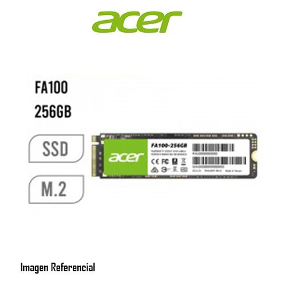 ACER - DISCO SOLIDO INTERNO ACER FA100 256 GB NVME M.2 P/N: BL.9BWWA.118