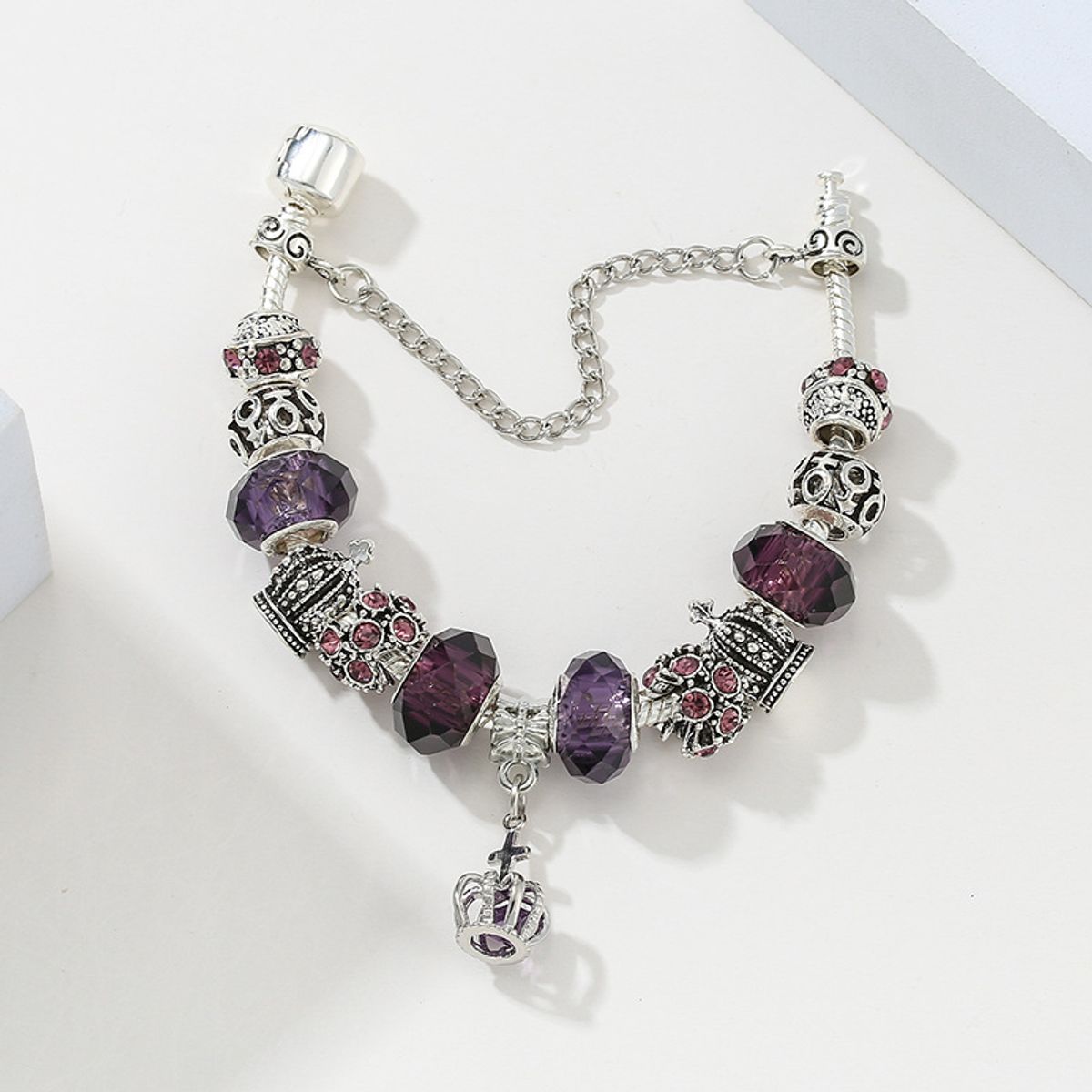 KAST PE - Pulsera mujer charms Corona Morado 19 cm