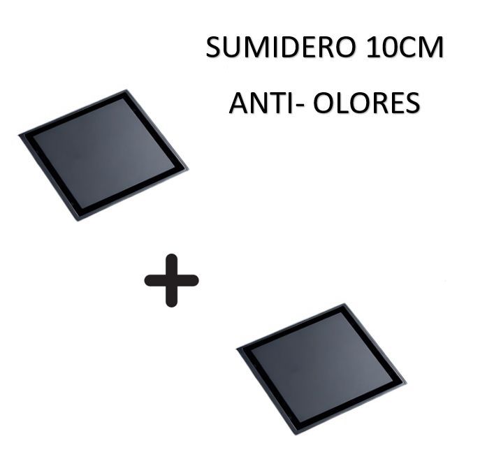 GREEN HOUSE - SUMIDERO REVERSIBLE ACERO SUS 304 DE 10CM  NEGRO PACK DE 2 UNIDADES