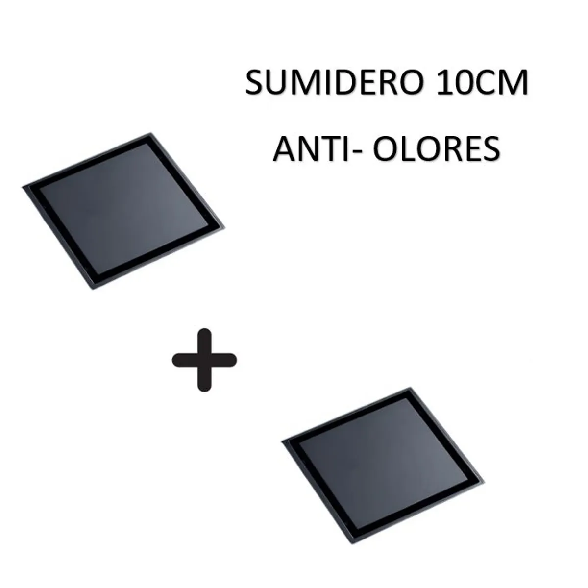 GREEN HOUSE - SUMIDERO REVERSIBLE ACERO SUS 304 DE 10CM  NEGRO PACK DE 2 UNIDADES