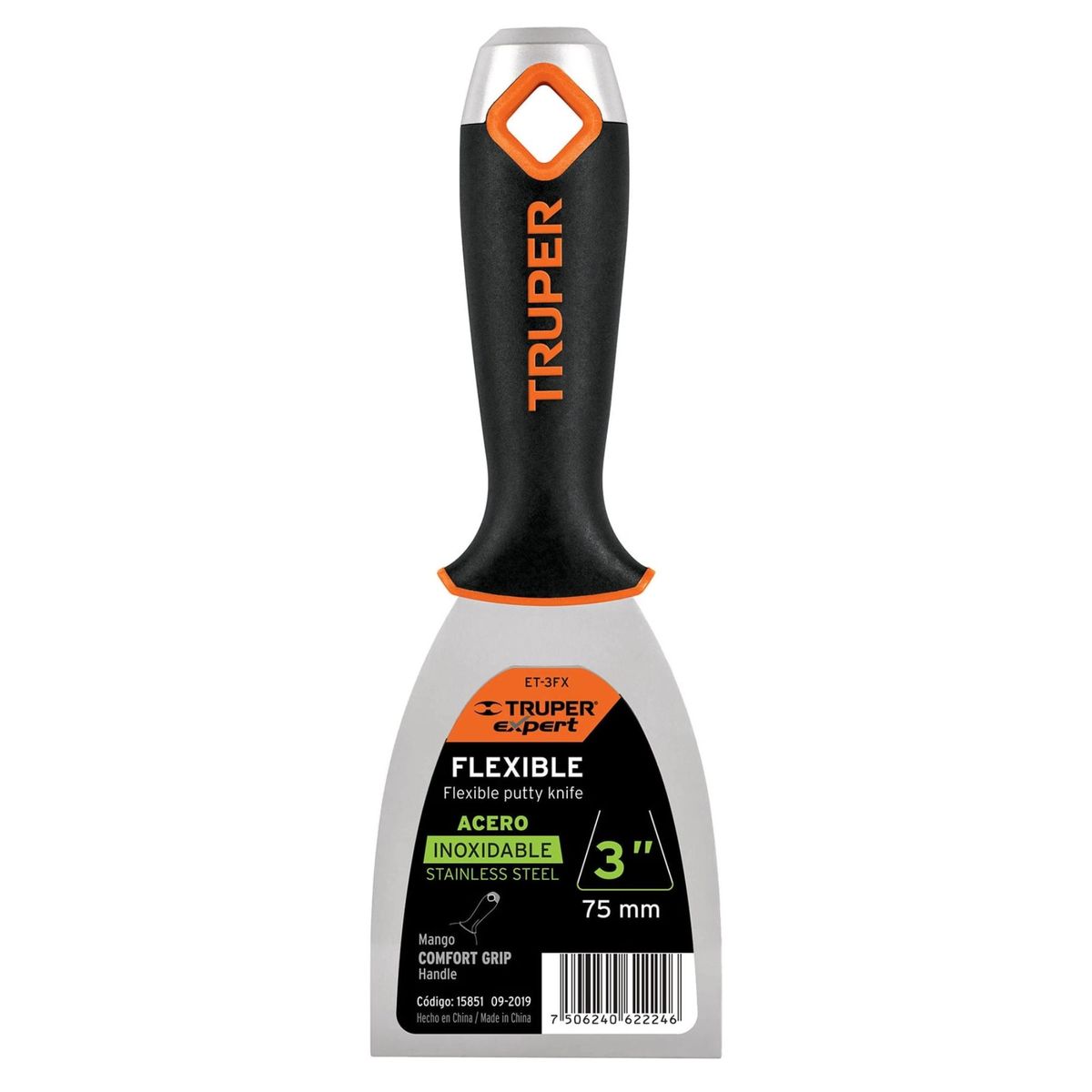 TRUPER - Espátula 3 PULGADAS acero inox mango Comfort Grip TRUPER Expert