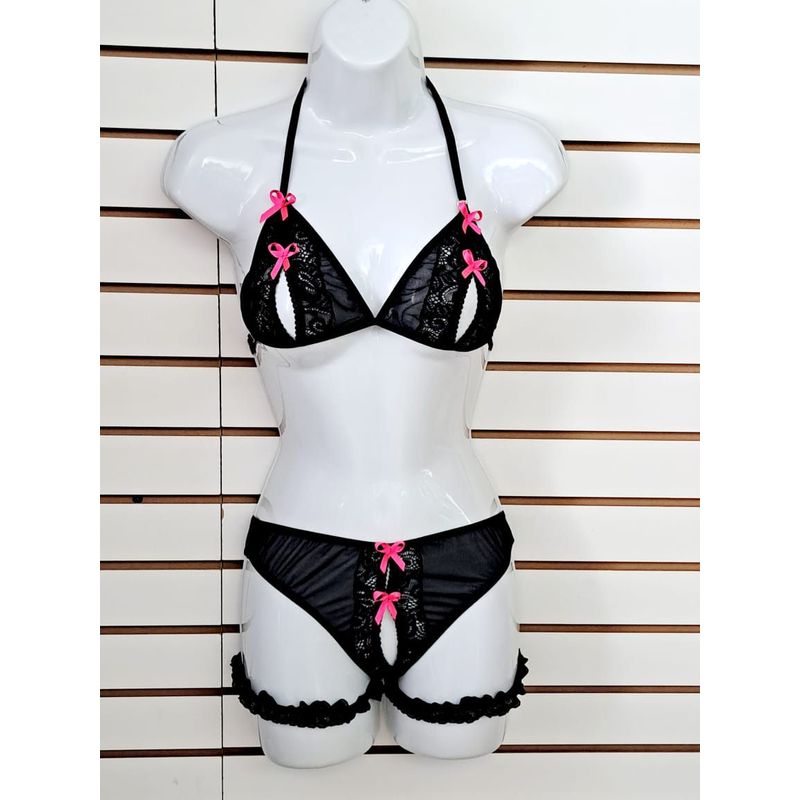 GENERICO - Conjuntp de Encaje ROTERDAM Bralette Abierto Truza Abierta DEALCOBA