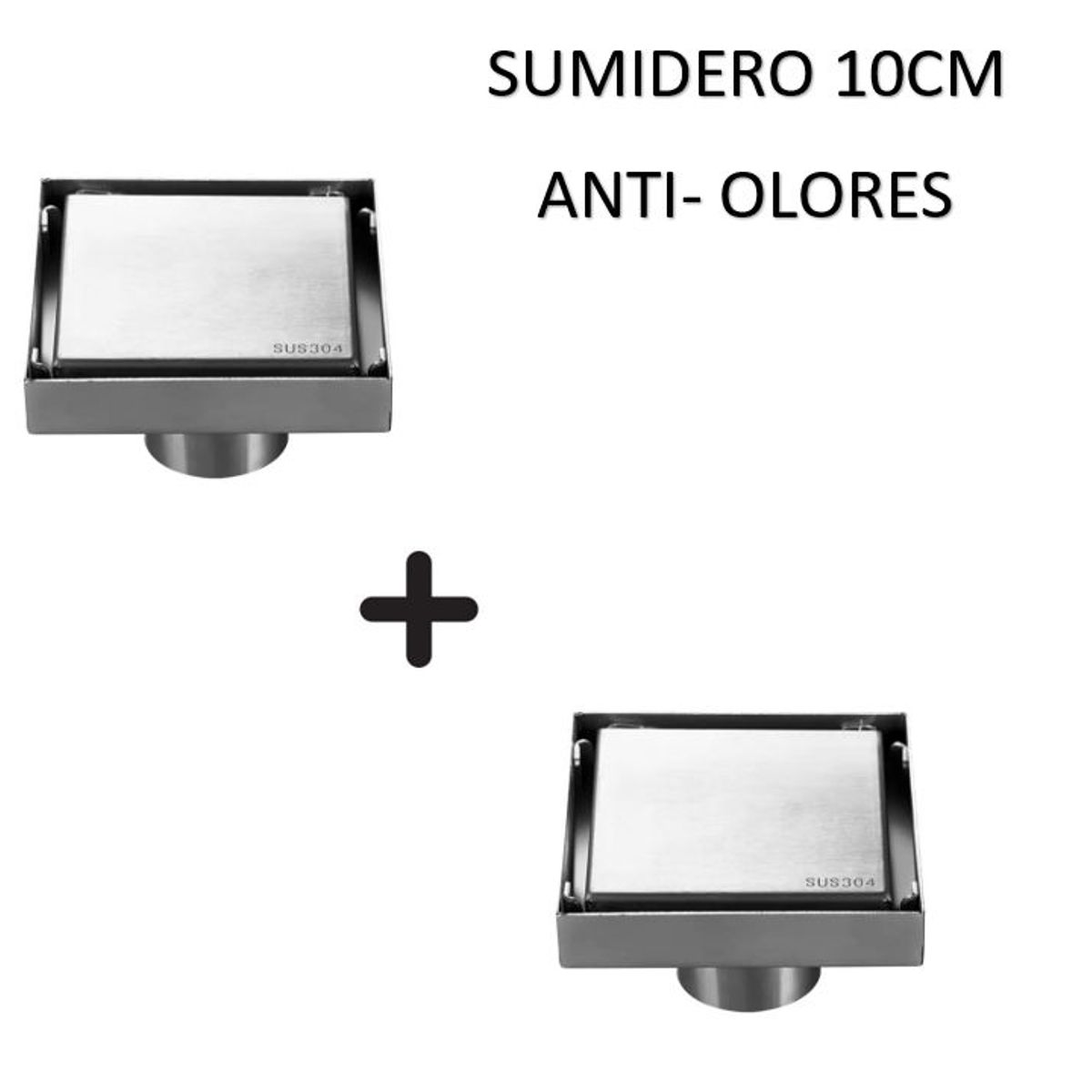 GREEN HOUSE - SUMIDERO REVERSIBLE ACERO SUS 304 DE 10CM  PACK DE 2 UNIDADES