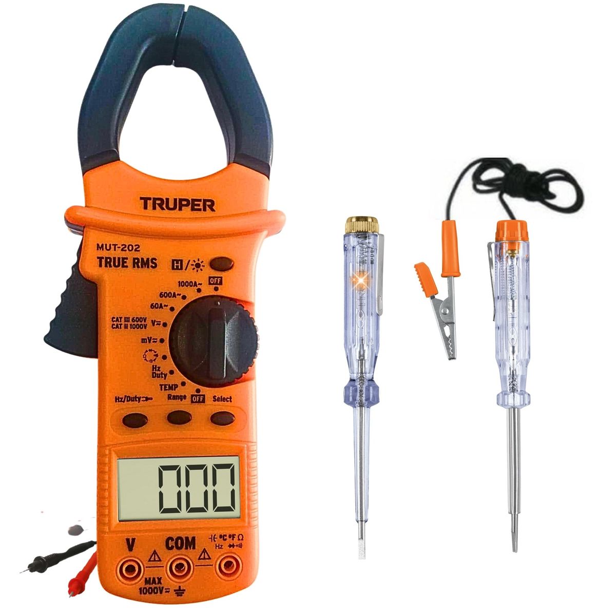 TRUPER - Pinza amperimétrica multímetro industrial Probador de corriente ACDC