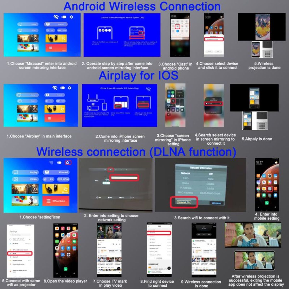 PUREPOWER - 2025 New proyector ultra portail LED HD 1080P wifi  400
