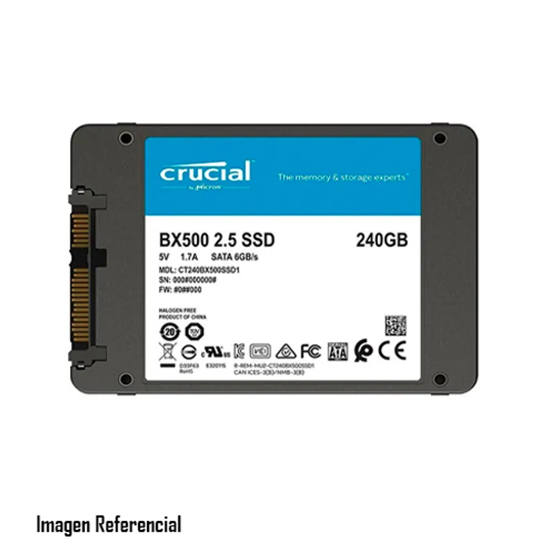 CRUCIAL - DISCO SOLIDO INTERNO CRUCIAL BX500 240GB SATA P/N: CT240BX500SSD1