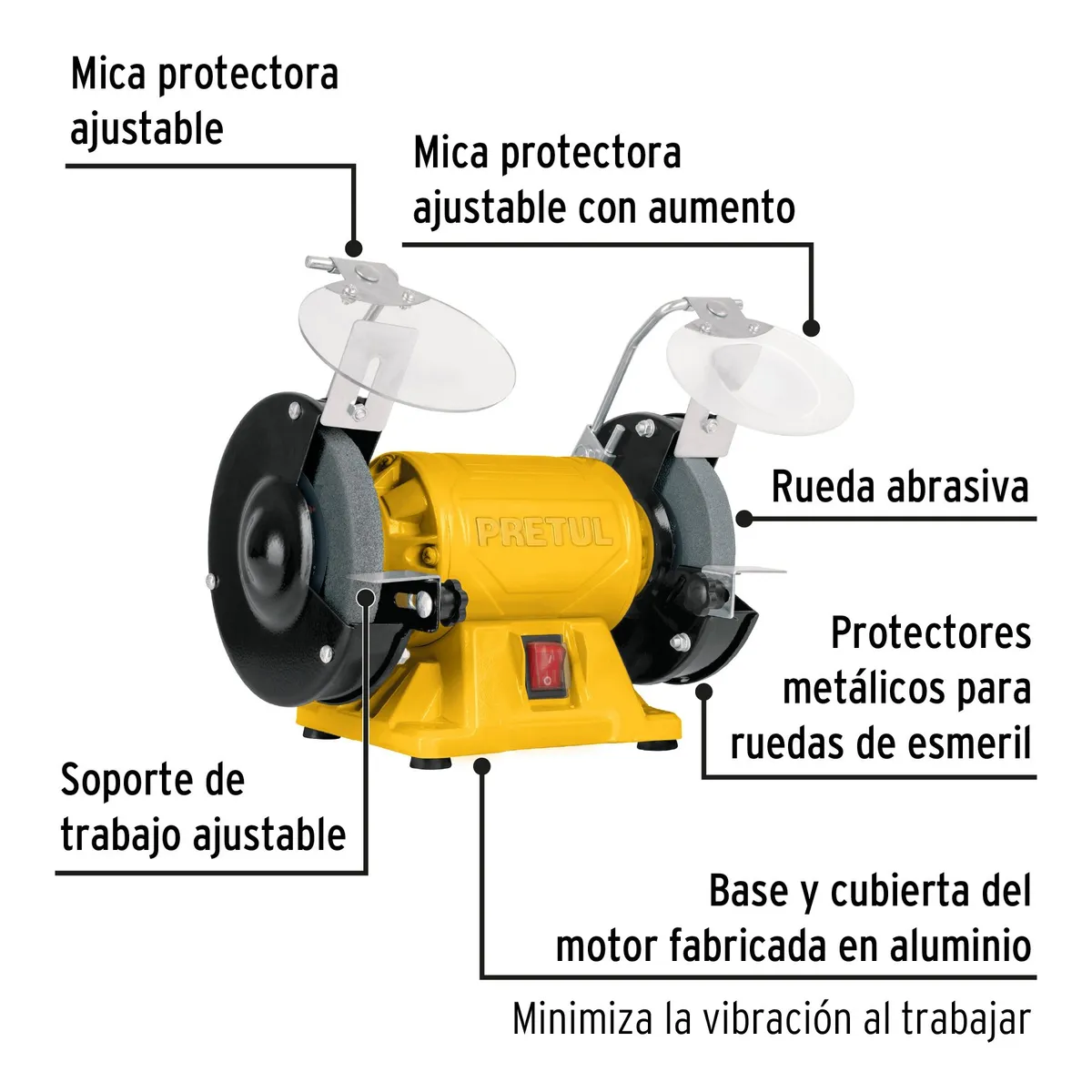 PRETUL - Esmeril de Banco 5" 1/6 HP  Pretul