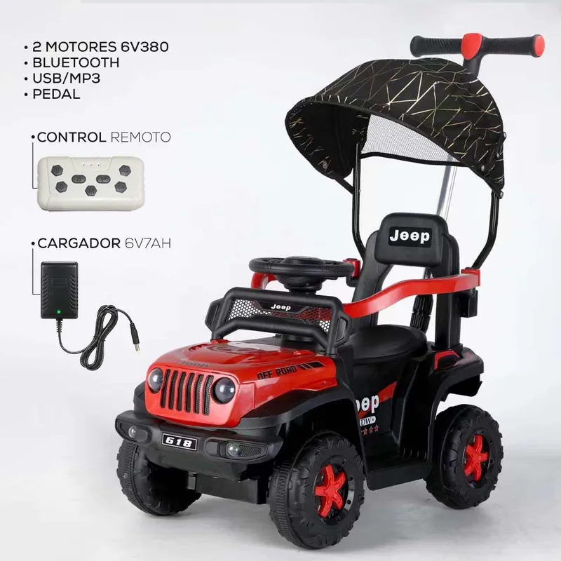 BABYKISS - CARRO CON CONTROL REMOTO ELECTRICO TODO TERRENO ROJO