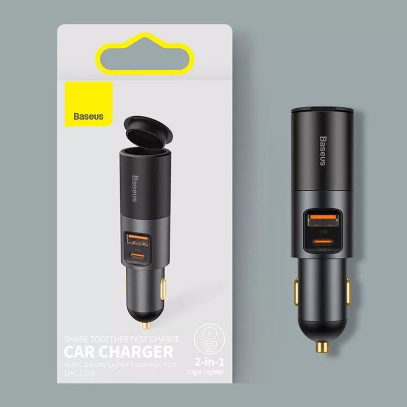 BASEUS - Cargador Auto Baseus Iphone Android Usb C Carga Rapida 120W
