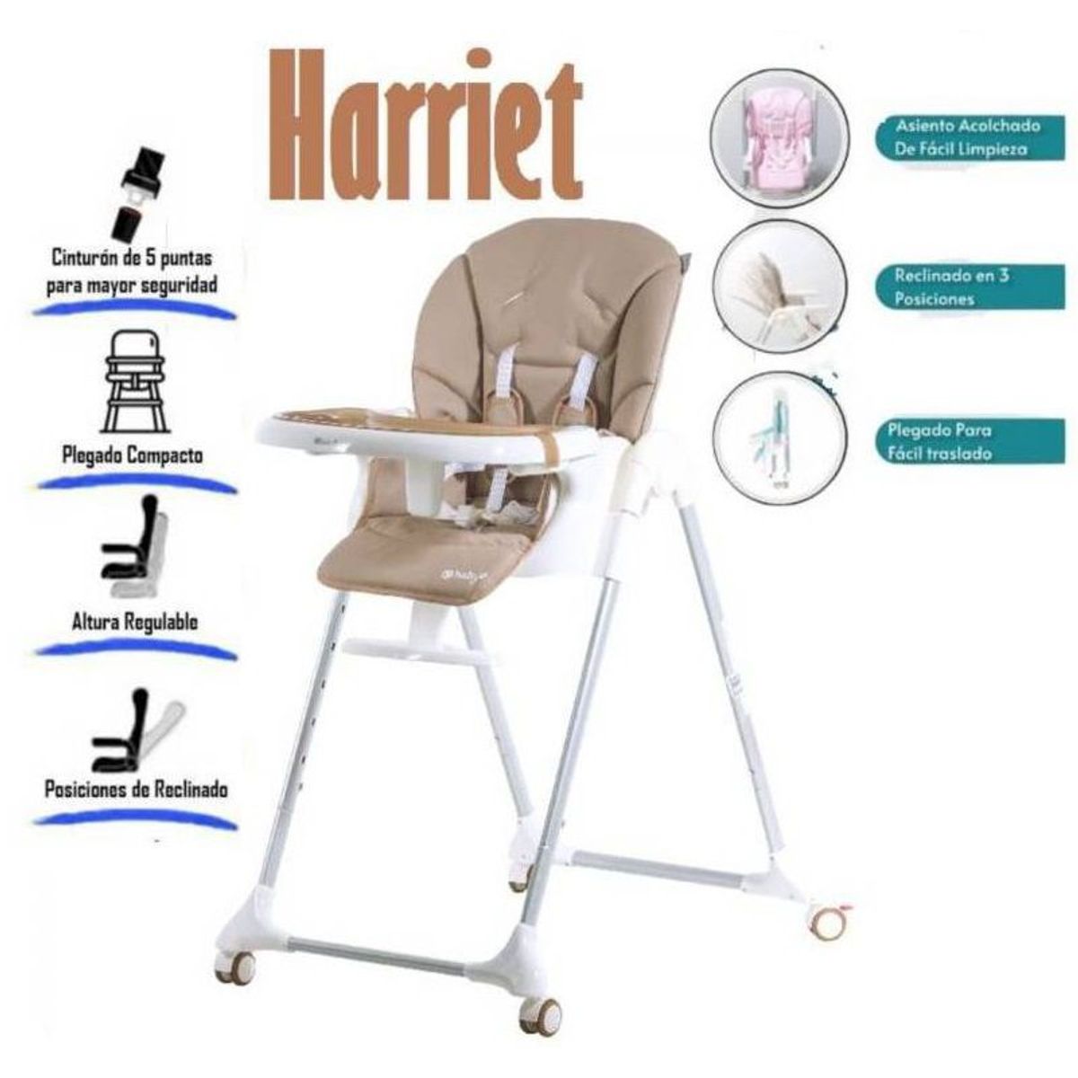 EBABY - Silla de comer con llantes de freno harriet Beige