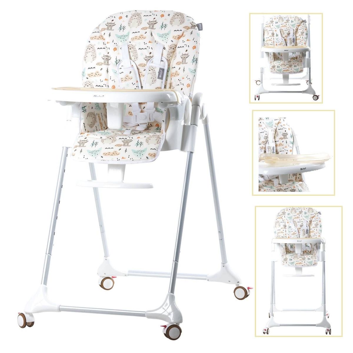 EBABY - Silla de comer con llantes de freno Harriet Diseñado Beige