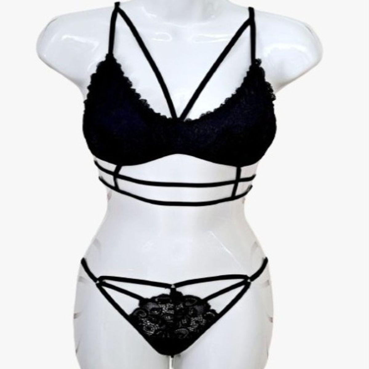 GENERICO - Conjunto de Encaje 2PZ NIKOL Negro DE ALCOBA