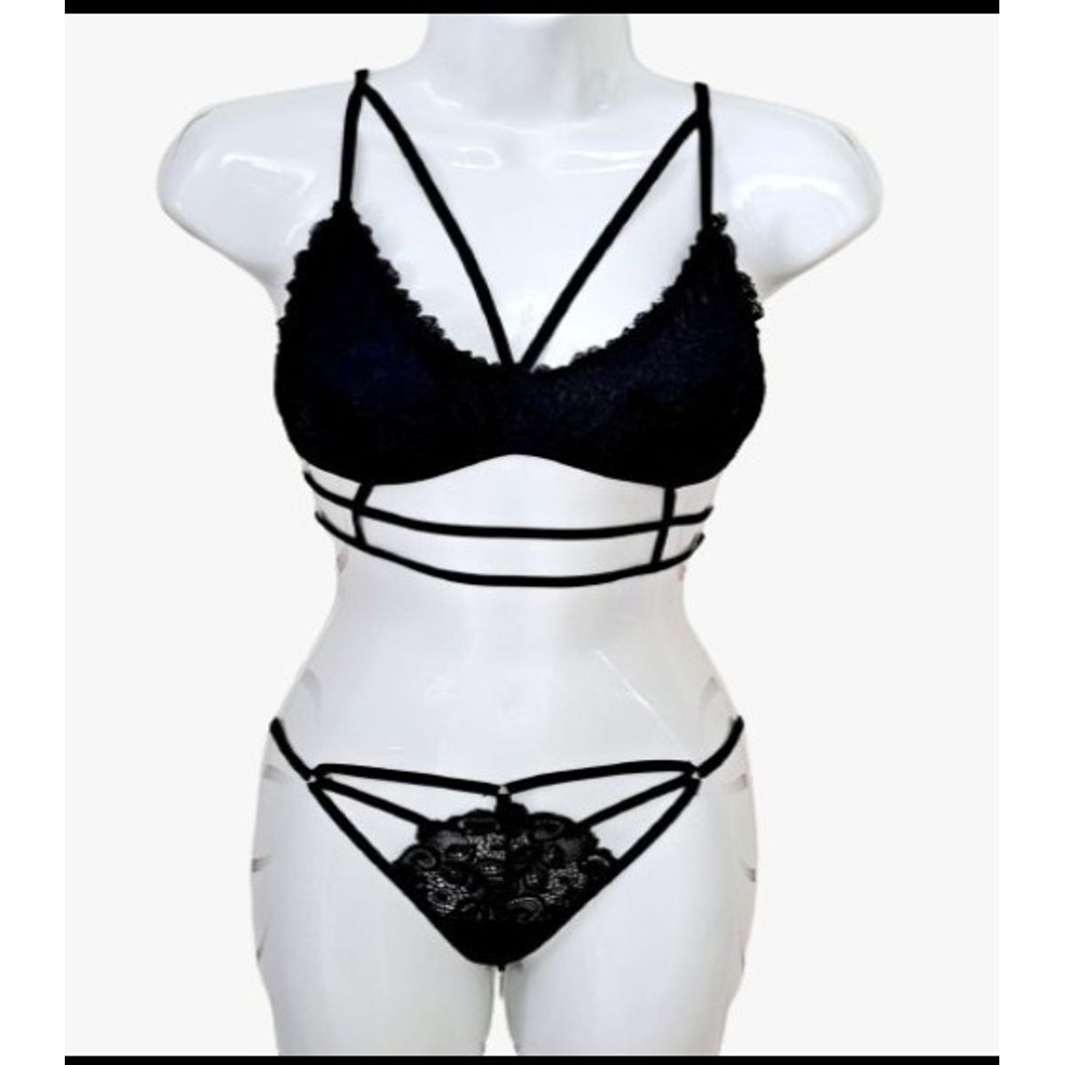 GENERICO - Conjunto de Encaje 2PZ NIKOL Negro DE ALCOBA