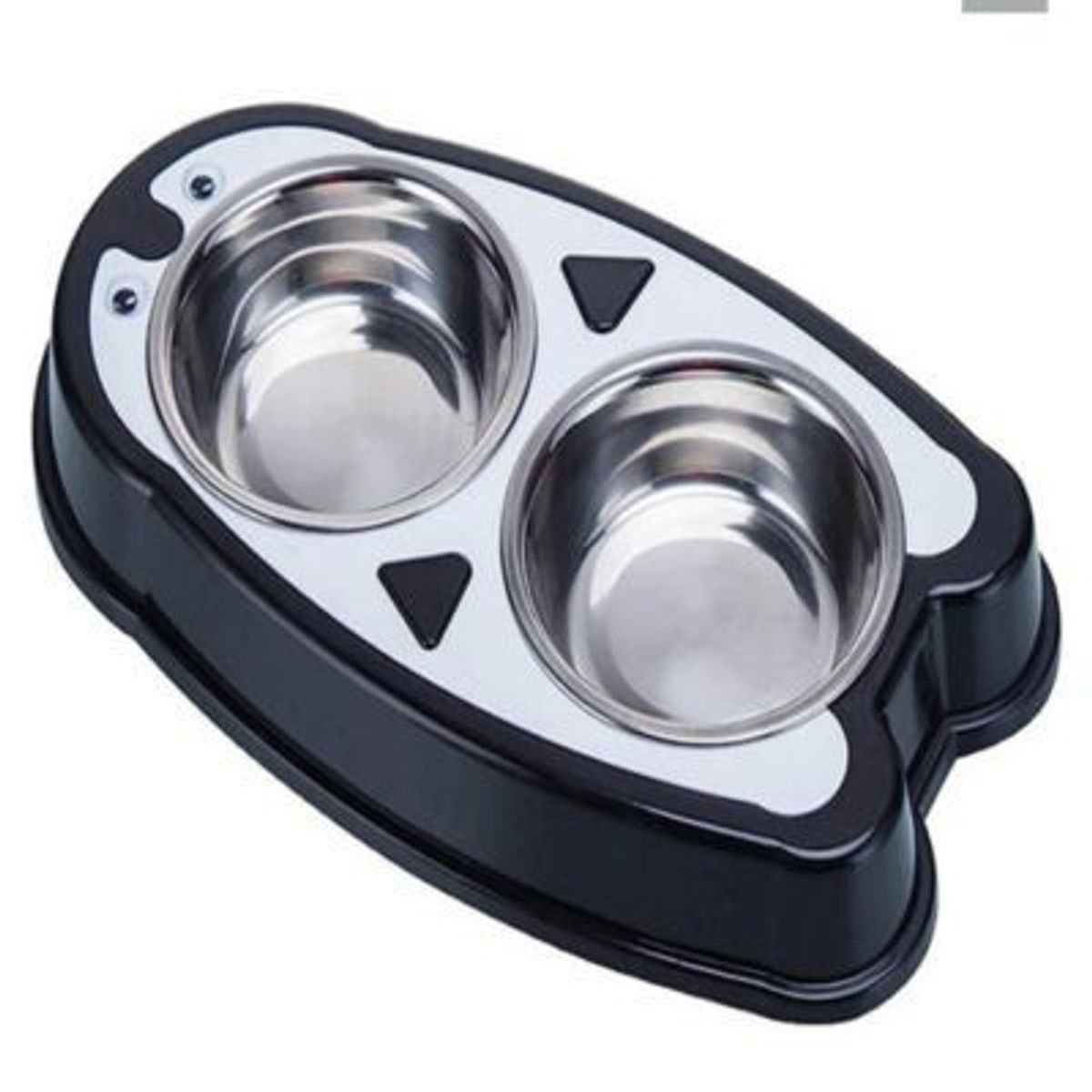 GENERICO - Comedero Bebedero Doble Para Mascotas Modelo Pinguino Negro