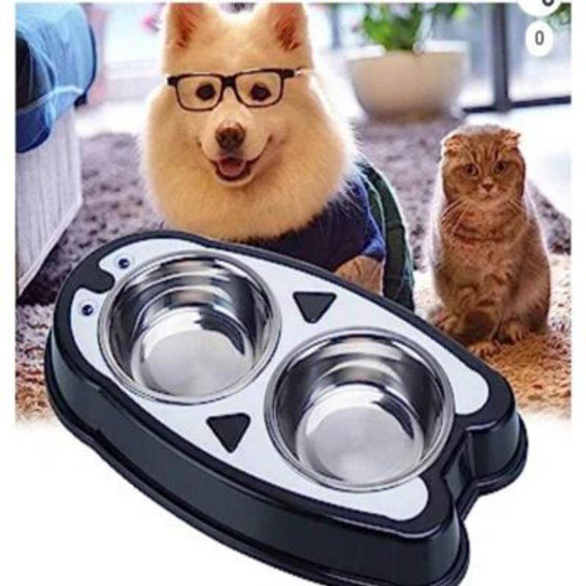 GENERICO - Comedero Bebedero Doble Para Mascotas Modelo Pinguino Negro