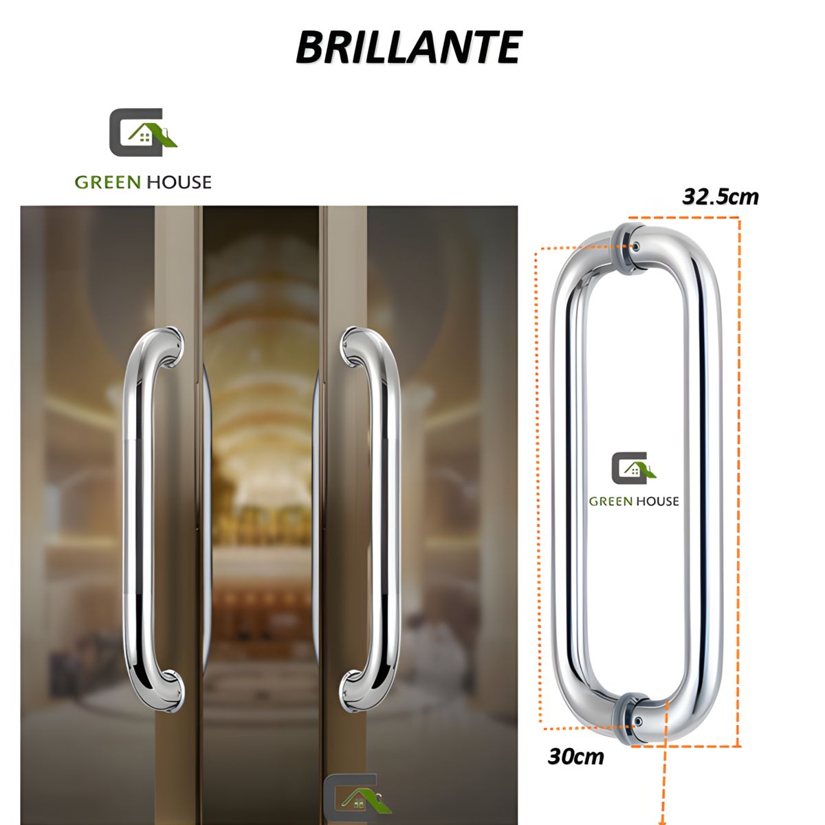 GREEN HOUSE - MANILLON - JALADOR - TIRADOR - C - ACERO INOXIDABLE BRILLANTE 32CM