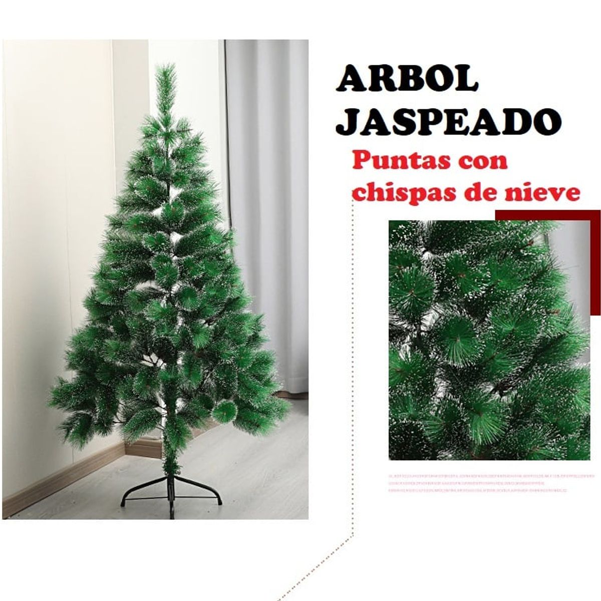 GENERICO - Arbol nevado 180 cm y de 201 Ramas navideño pino jaspeado