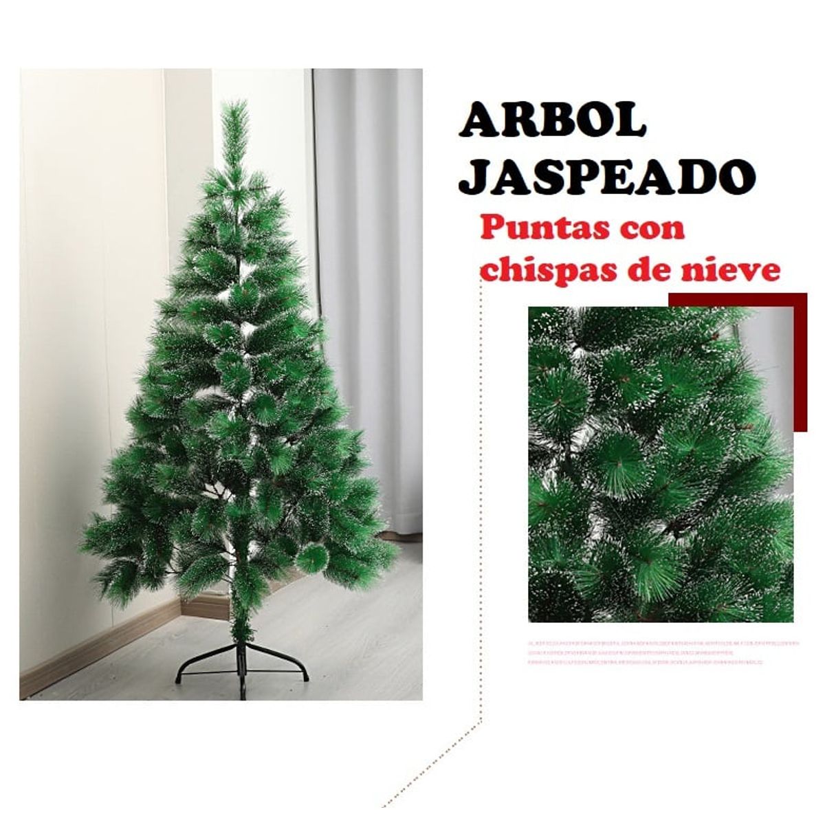 GENERICO - Arbol nevado 180 cm y de 201 Ramas navideño pino jaspeado