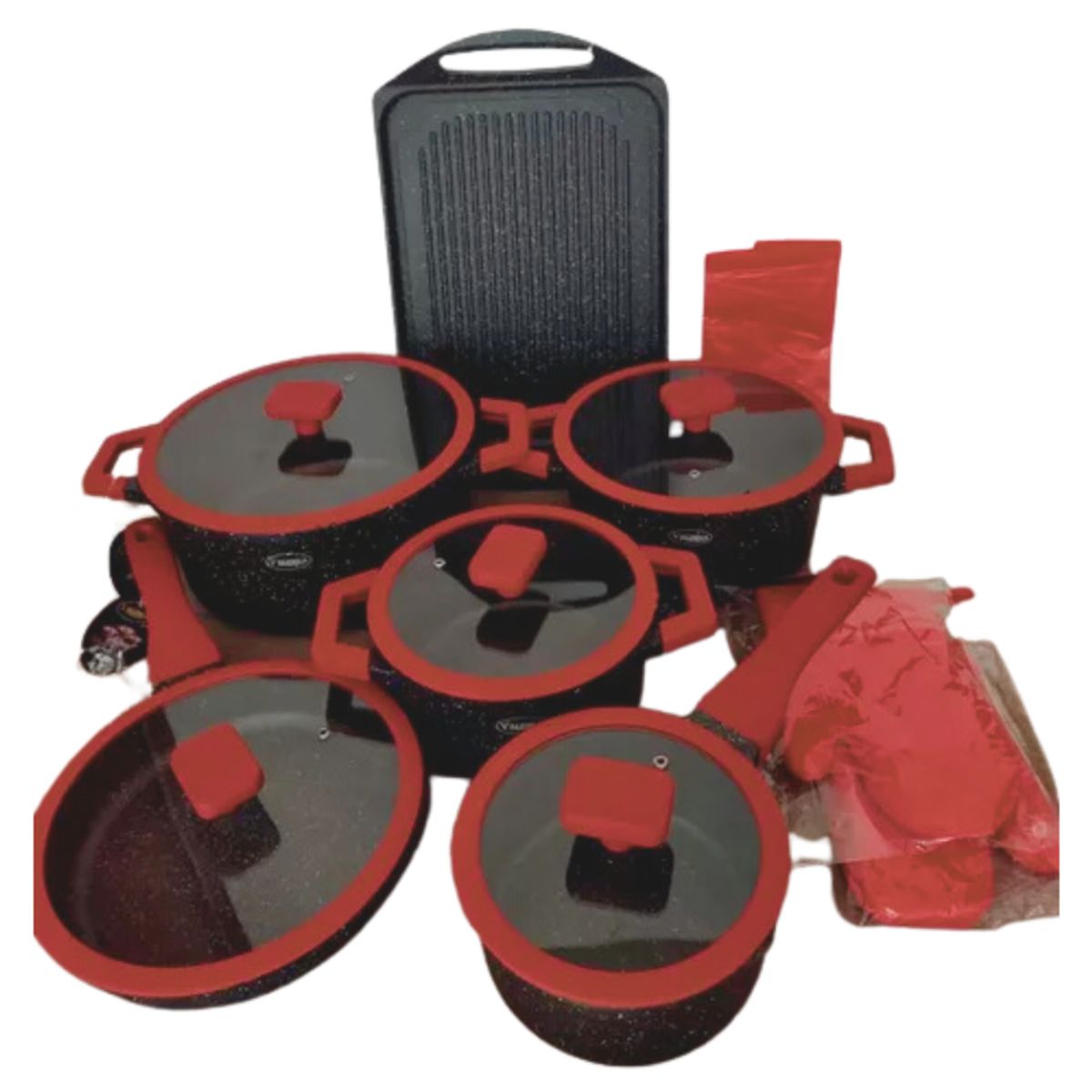 PENTHA - Juego de Ollas Roca Volcánica de 11 Pcs Color Negro