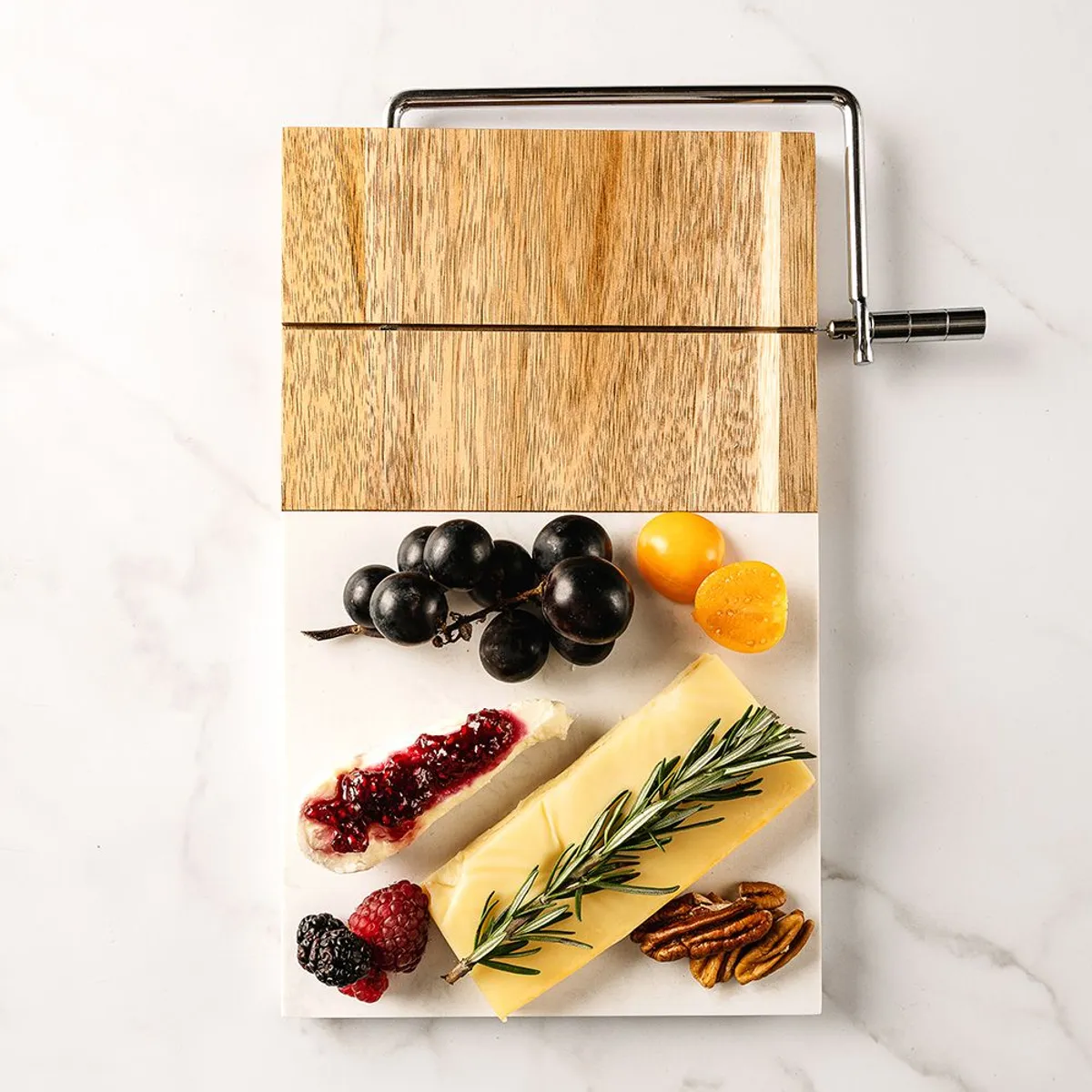 GENERICO - Tabla Rectangular de Acaccia y Marmol con Cortador