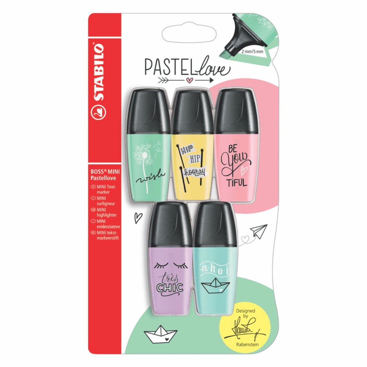 STABILO - Resaltador Mini Boss Pastel Love x 5